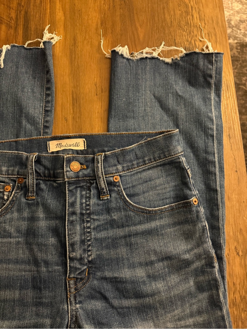 Madewell Cali Demi-Boot Jeans: Destructed-Hem Edition | size 27 | High Rise - Picture 4 of 9